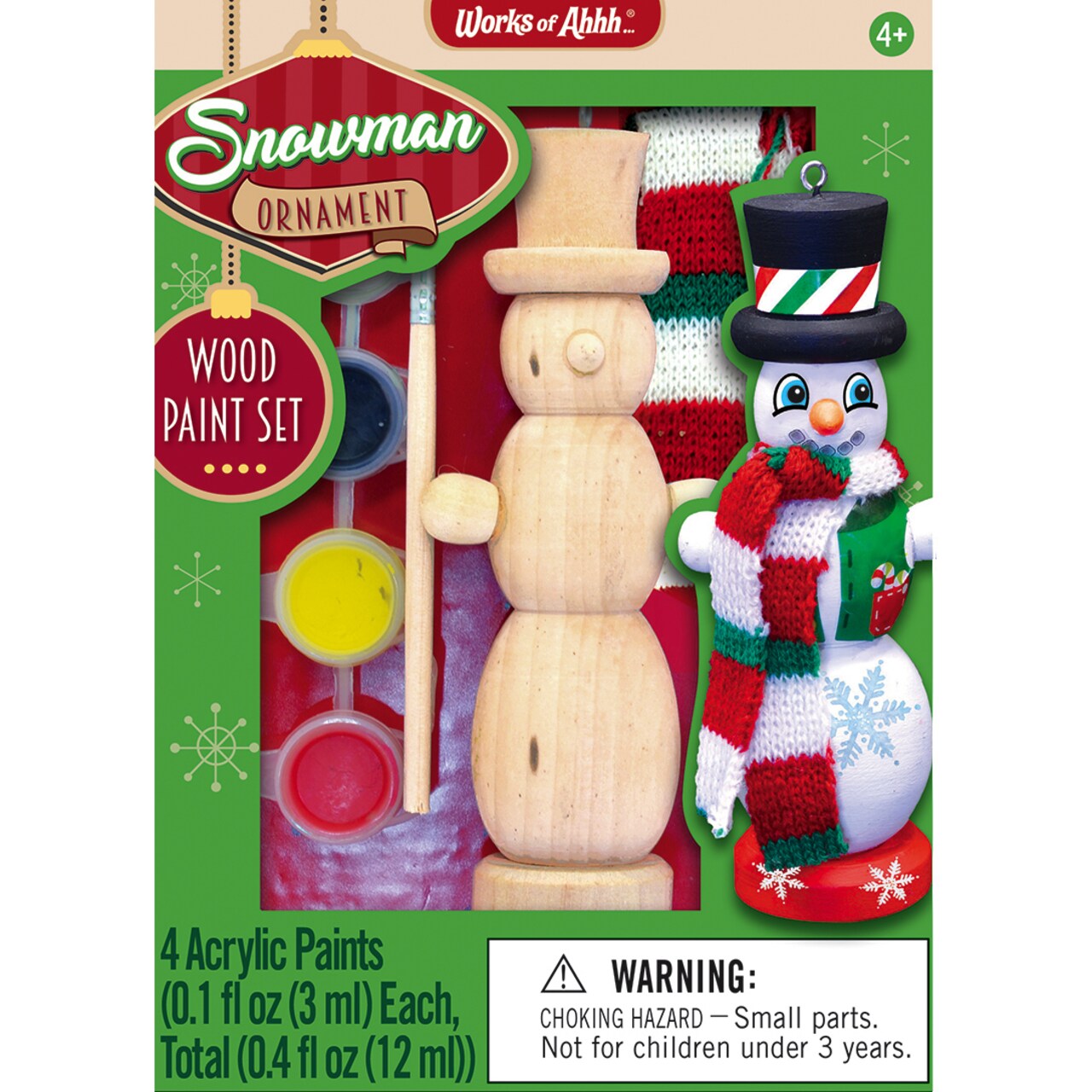 MasterPieces Works of Ahhh Small Holiday Craft Set - Snowman Ornament Wood Paint Kit